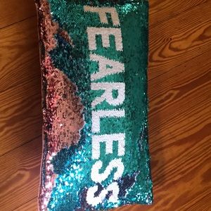 Sequin 'Fearless' Decorative Pillow